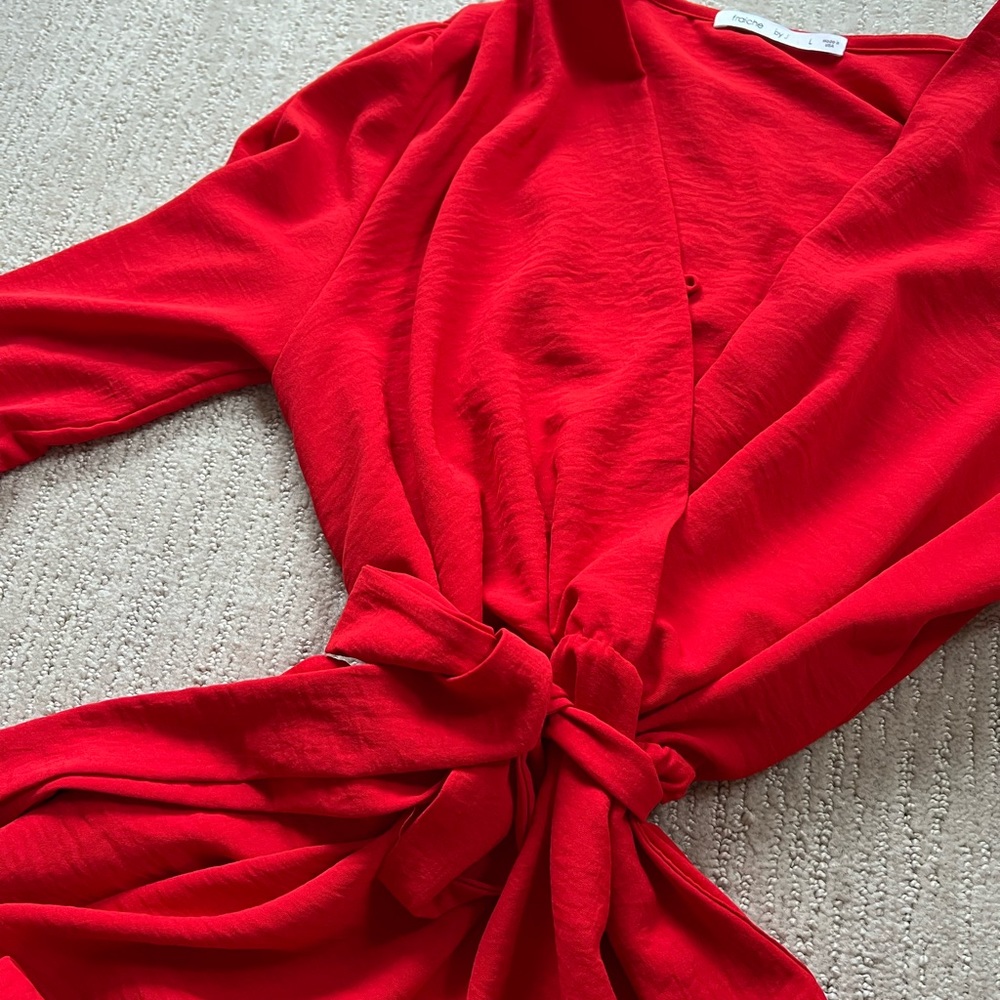 Red Ruffled Jumpsuit - Picture 6 of 9